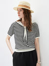 COMOBOCA Women's Striped Sailor Collar Knit Top
