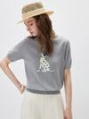 COMOBOCA Women's Dalmatian Intarsia Knit T-Shirt