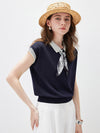 Women’s Mulberry Silk Contrast Collar Striped Knit T-Shirt