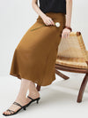 Women's solid color A-line skirt, mulberry silk blend woven