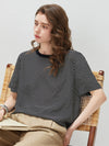 100% Silk Women's  Vintage Print Crew Neck Short Sleeve T-Shirt
