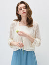 COMOBOCA Cloudy Women's Linen Lace Knit Tie Front Cardigan