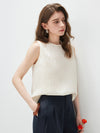 Women's Crew Neck Mulberry Silk Blend Sleeveless Vest