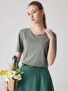 COMOBOCA Earthy Grove Women's Essential Round Neck Knit T-Shirt