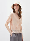 COMOBOCA Women's Sheer Openwork Knit T-Shirt