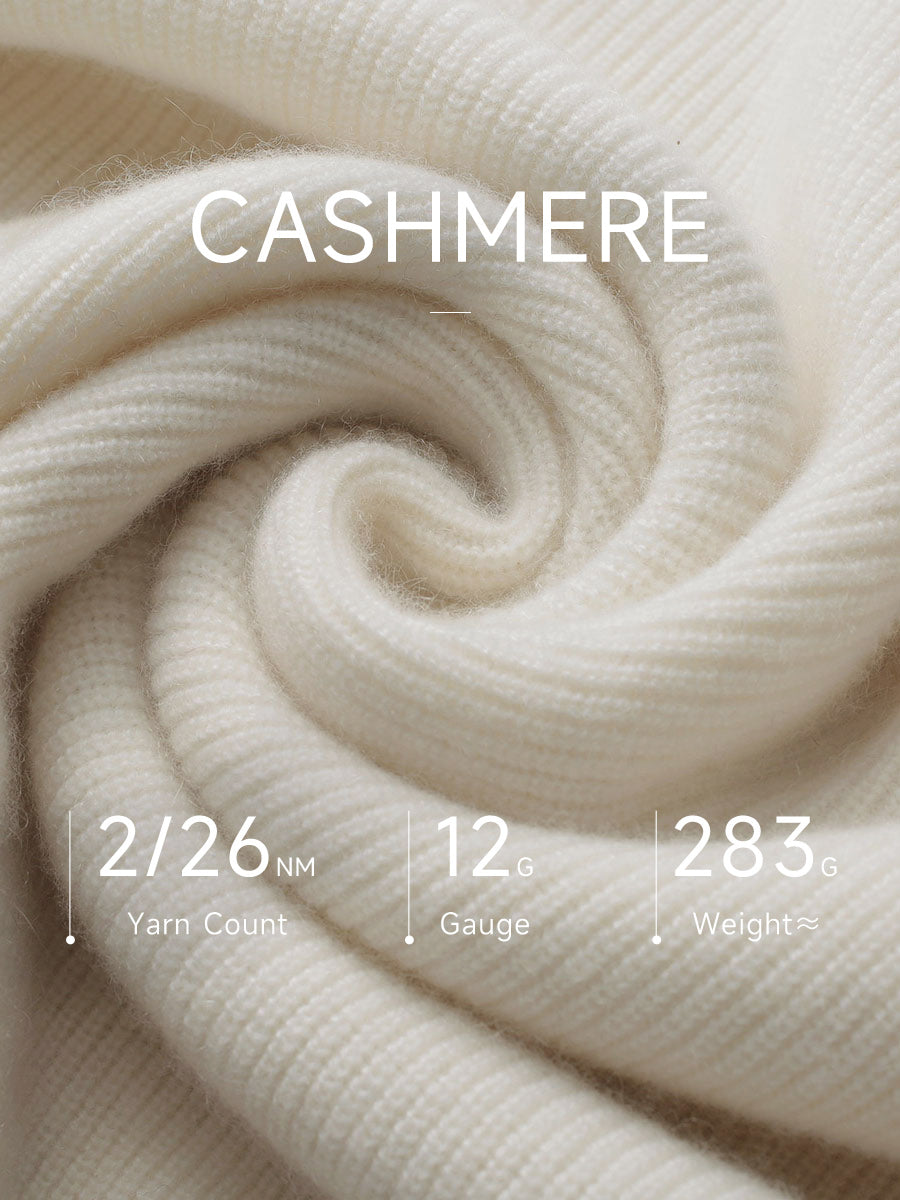 COMOBOCA 100% Cashmere Women's Striped Sleeve Round Neck Sweater