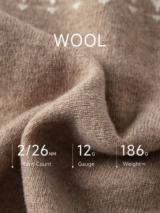 COMOBOCA 100% Wool Kids' Fair Isle Round Neck Sweater