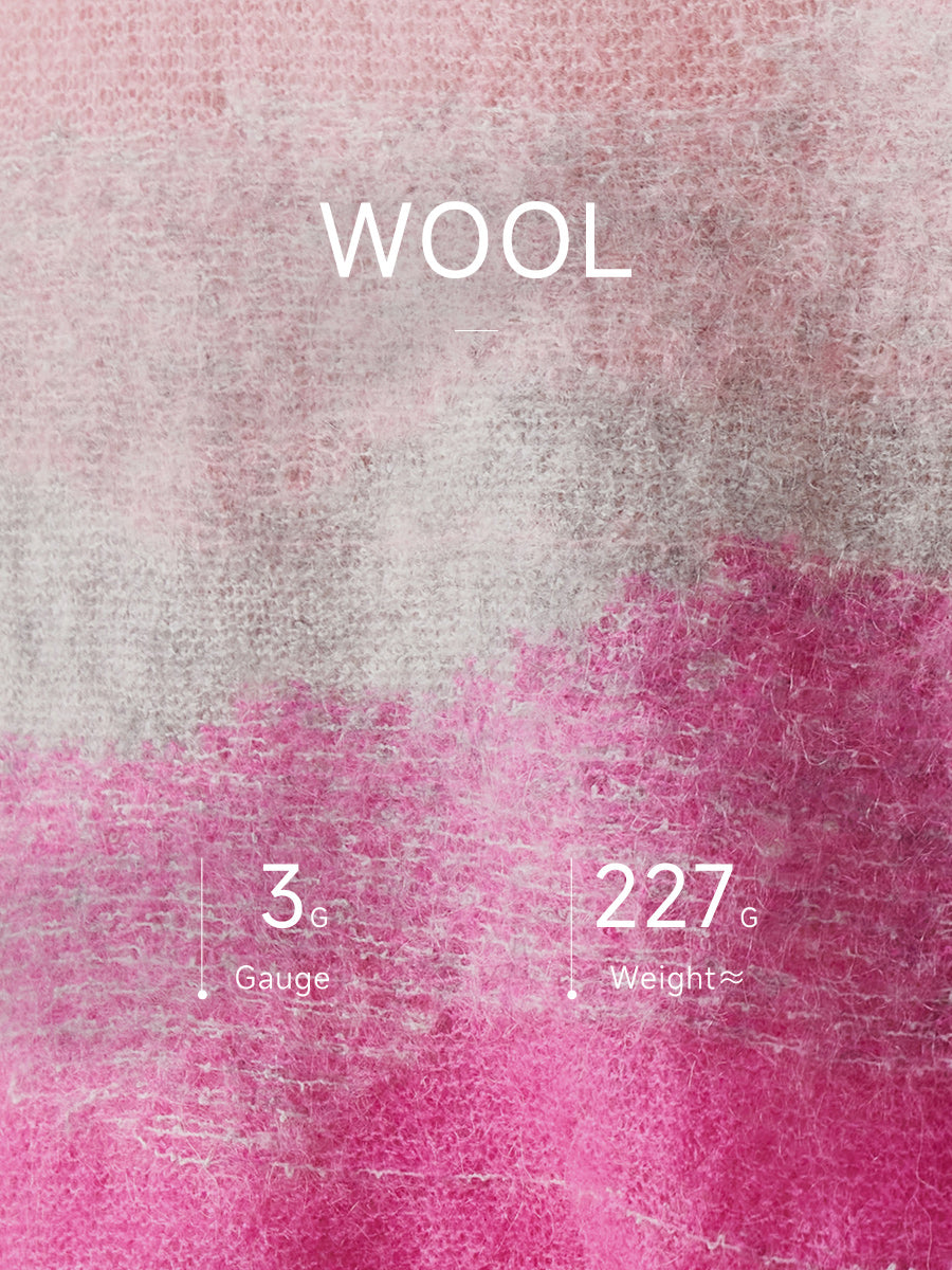 COMOBOCA Women's Mohair Crew Neck Gradient Knit Sweater