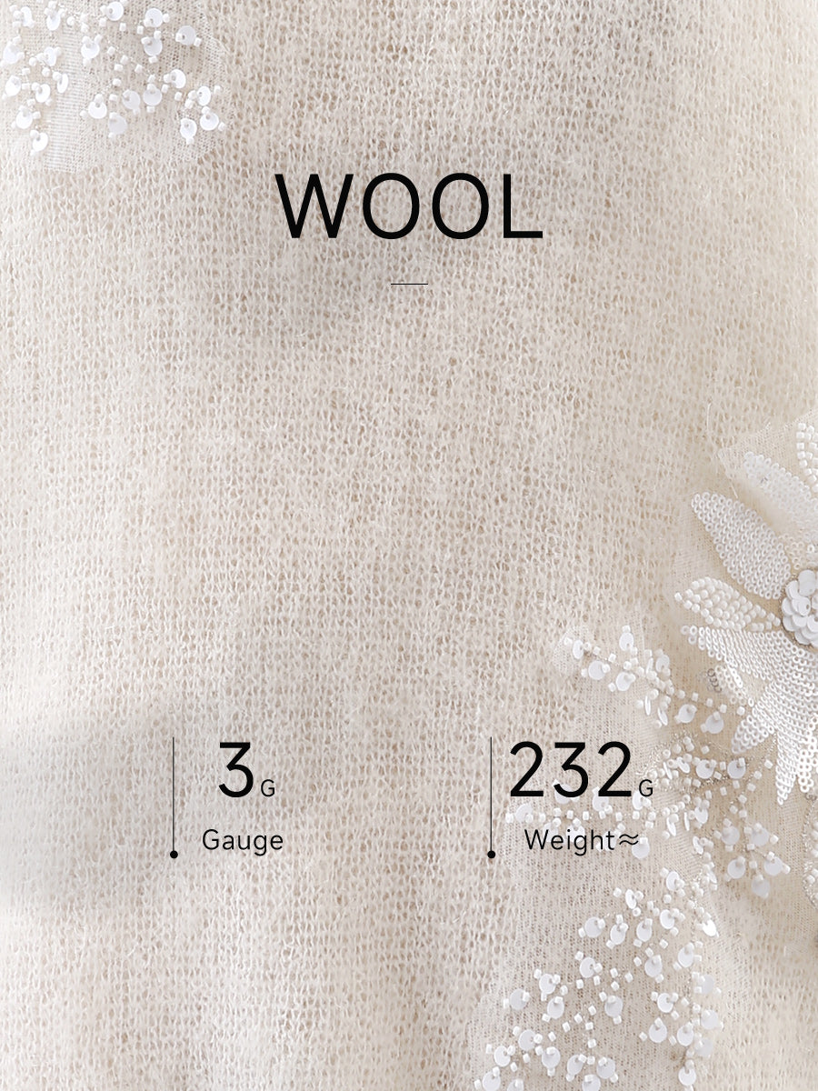 COMOBOCA Women's Mohair Embroidered Floral Sweater