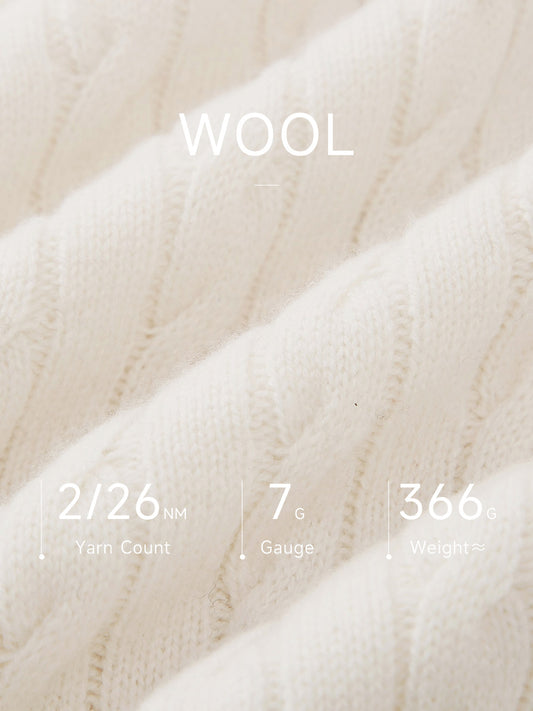 COMOBOCA 100% Wool Women's Colorblock Cable Knit Sweater