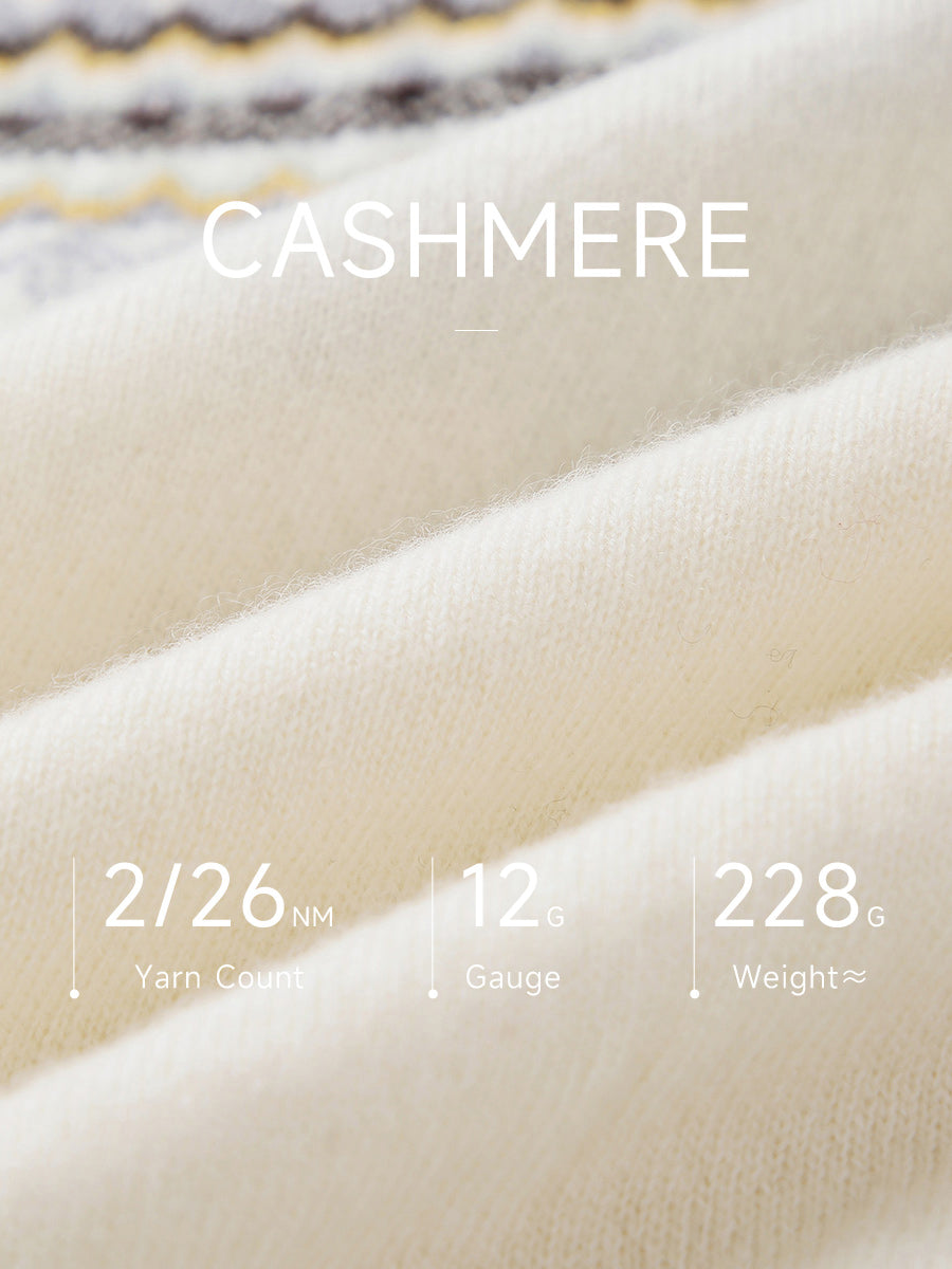 COMOBOCA 100% Cashmere Women's Fair Isle Knit Sweater