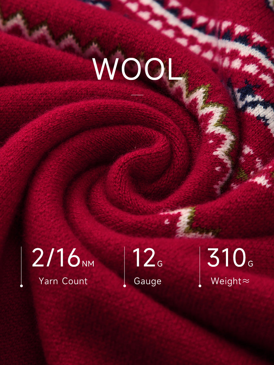 COMOBOCA 100% Wool Women's Fair Isle Sweater