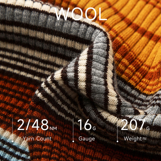 COMOBOCA 100% Wool Women's Multicolor Striped Knit Sweater