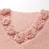 COMOBOCA 100% cashmere V Neck Crochet Knit Sweater