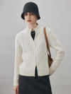 100% Cashmere Women's Cable Knit Zip Up Cardigan