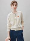 100% Cashmere Women's Pumpkin Embroidery Knit Cardigan