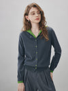 100% Wool Women's Contrast Button Down Hoodie