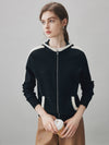 100% Cashmere Women's Color Block Zip Up Hoodie