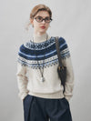 100% Cashmere Women's Fair Isle Mock Neck Sweater