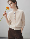 100% Cashmere Women's Embroidered Button-Front Cardigan