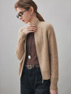 100% Cashmere Women's Cable Knit Mock Neck Zip Up Cardigan
