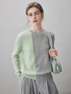 100% Cashmere Women's Color Block Cable Knit Sweater